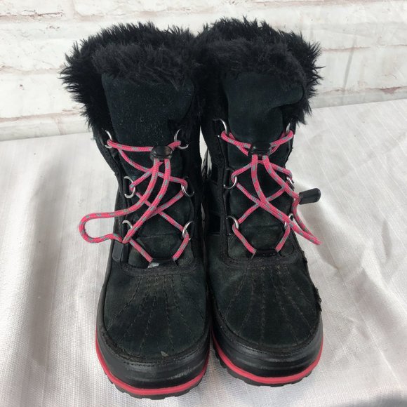 Sorel Girls Womens 5 Tivoli II Black Faux Fur Insulated Wedge Winter Boots - Picture 5 of 9